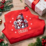 Personalizzato carino Natale pupazzo di neve regolabile bambino grembiule chef set con nome e tasca per la cucina vacanza regalo di Natale per ragazzi ragazze