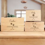 Personalized Animal Paw Print Heart Wooden Storage Box with Name Text and Date Birthday Memorial Gift for Pet Owners