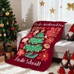 Personalisierte Weihnachtsbaum Decke mit Namen Text Blumenhintergrund Haus Deko Weihnachtsgeschenk für Familie Freunde