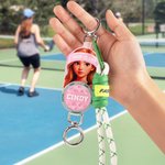 Personalised Photo to AI Character Pickleball Tennis Baseball Bag Holder Tag with Name Game Birthday Gift for Ball Sports Lovers