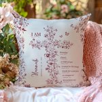 Gepersonaliseerd Toile De Jouy Bloemen Kruis Bijbel Hoofdstuk Zacht Kussenovertrek met Naam Doop Verjaardag Kerstcadeau voor Meisjes Christenen