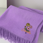 Personalisierte bunte Geburt Blumenstrauß Faux Kaschmir Schal Quaste Schal mit Namen Winter Accessoire Geburtstag Urlaub Geschenk für Familie Freund