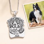 Collana con foto di ritratto di animale domestico incisa a forma di rettangolo e di cuore con testo Regalo di compleanno commemorativo per l'amante dell'animale domestico