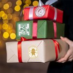 Personalised Stamp-Style Christmas Elements Waterproof Sticker with Name Gift Decoration Christmas Gift for Family Kids