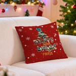 Personalizado Feliz y Brillante Leopardo Imprimir Arco de Navidad Suave Funda de Almohada con Nombre Decoración del Hogar Navidad Regalo para Niños Familia