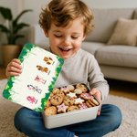 Boîte à Biscuits en Métal Alimentaire Personnalisée avec Photos et Noms Animaux Dessins Animés Cadeau de Noël pour la Famille et les Enfants