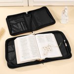 Personalized Wreath Letter PU Leather Bible Cover and Carry Handle Birthday Baptism Religious Gift for Christians