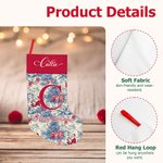 Personalised Toile De Jouy Style Santa Claus Initial Hanging Christmas Stocking with Name Home Decor Christmas Gift for Kid Family