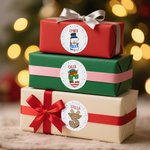 Personalized Christmas Hat Snowman Santa Claus Waterproof Stickers Labels with Name Gift Decor Christmas Party Favor for Family Kids