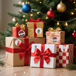 Personalized Christmas Hat Snowman Santa Claus Waterproof Stickers Labels with Name Gift Decor Christmas Party Favor for Family Kids