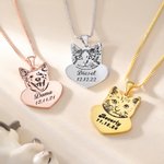 Collana con foto di ritratto di animale domestico incisa a forma di rettangolo e di cuore con testo Regalo di compleanno commemorativo per l'amante dell'animale domestico