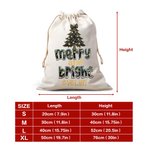 Personalised Merry and Bright Leopard Bow Christmas Tree Canvas Drawstring Gift Bag with Name Christmas Gift for Friends Family