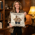 Personalised Leopard Print Cartoon Character Cushion Cover with Name Home Decor Birthday Gift for Mom Daughter