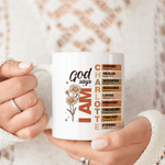Personalised God Says Bible Verse 11 oz 15 oz Ceramic Coffee Mug with Name Birthday Christmas Gift for Family Friends Christians