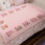 Gepersonaliseerd Schattige Dieren Maandelijks Mijlpaaldeken met Naam Fotoaccessoire Verjaardag Babyshower Cadeau voor Pasgeborenen