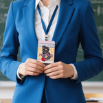 Gepersonaliseerde Pencil Apple PU lederen ID Badge houder met initiaal en naam Teacher's Day Waardering terug naar school Gift voor leerkracht