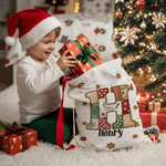 Gepersonaliseerde kerstboom sneeuwvlok initiële Drawstring Canvas Gift Bag met naam kerstavond partij Gunsten voor kinderen vrienden familie