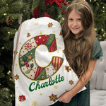 Gepersonaliseerde kerstboom sneeuwvlok initiële Drawstring Canvas Gift Bag met naam kerstavond partij Gunsten voor kinderen vrienden familie