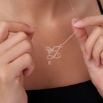 Personligt fjärilshalsband med initialer och födelsestenar Smyckeshalsband Födelsedag Julklapp för kvinnor