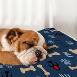 Personalized Cute Paw Print Bone Soft Pet Bed Mat with Name Birthday Christmas Gift for Cat Dog Pet Lover Owner