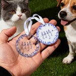 Personalized Toile De Jouy 1-7 Line Art Dogs Cats Christmas Ornament with Names Christmas Memorial Birthday Gift for Pet Owners Lovers