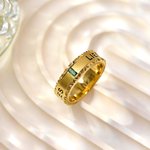 Personalised Geometric Birthstone Design Ring Dainty Jewellery with Engraved Text Daily Wear Birthday Gift for Women Men