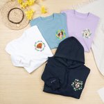 Henkilökohtainen lemmikkieläinten kasvot valokuva syntymä kukka pehmeä T-paita huppari huppari kirjailtu nimi syntymäpäivälahja lemmikkieläinten ystäville