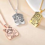 Collana con foto di ritratto di animale domestico incisa a forma di rettangolo e di cuore con testo Regalo di compleanno commemorativo per l'amante dell'animale domestico