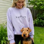 Personalised Embroidered Dog Cat Ear Outline T-shirt Sweatshirt Hoodie with 1-3 Names Pet Party Birthday Christmas Gift for Pet Lovers