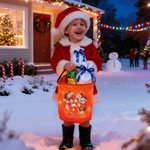 Sac à dos de Noël personnalisé avec nom bonnet de père Noël initial personnage de dessin animé sac à dos imperméable à lumière LED cadeau de Noël pour enfants amis famille