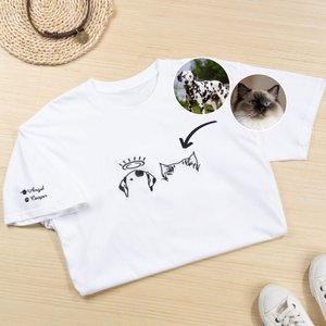 Personalised Embroidered Dog Cat Ear Outline T-shirt Sweatshirt Hoodie with 1-3 Names Pet Party Birthday Christmas Gift for Pet Lovers