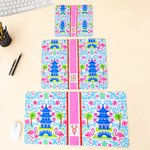 Personalized Chinoiserie Flamingo Mouse Pad Desk Mouse Mat with Initials Computer Accessory Back to School Birthday Gift for Friends Colleagues