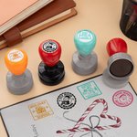 Gepersonaliseerde schattige Kerstman Gingerbread Man Kerst thema stempel met naam en inkt Gift Tag Decor Kerstfeest Favors voor kinderen familie vrienden