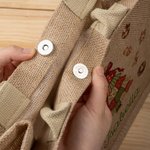 Personalised Patchwork Element Christmas Tree Santa Claus Large Jute Tote Bag with Name Christmas Gift for Family Kids