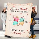 Personnalisé We'll Be Friends until We're Old and Senile Soft Throw Blanket with 2-6 Names Home Decor Birthday Gift for Sisters Besties (Nous serons amis jusqu'à ce que nous soyons vieux et séniles)