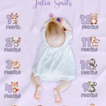 Gepersonaliseerd Schattige Dieren Maandelijks Mijlpaaldeken met Naam Fotoaccessoire Verjaardag Babyshower Cadeau voor Pasgeborenen