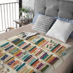 Personalised Artistic Retro Bookshelf Wildflower Soft Throw Blanket with Name Birthday Christmas Gift for Book Lovers Bookworms