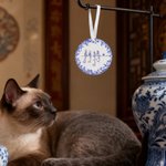 Personalized Toile De Jouy 1-7 Line Art Dogs Cats Christmas Ornament with Names Christmas Memorial Birthday Gift for Pet Owners Lovers