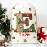 Gepersonaliseerde kerstboom sneeuwvlok initiële Drawstring Canvas Gift Bag met naam kerstavond partij Gunsten voor kinderen vrienden familie