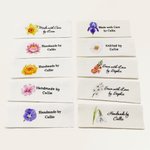 Etiquettes de couture pour fleurs de naissance personnalisées Lot de 10 pour vêtements Cadeau d'anniversaire pour les amateurs de tricot et de bricolage