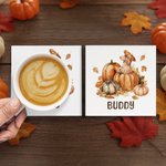 Personalized Cute Pumpkin Puppy 11 oz 15 oz Ceramic Coffee Mug with Name Autumn Thanksgiving Birthday Gift for Dog Lovers Owners