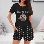 Gepersonaliseerde Grappige Hond Kat Huisdier Gezicht Foto Zachte Dames pyjamaset met Korte Mouwen en Tekst Verjaardagscadeau Voor Huisdierliefhebbers
