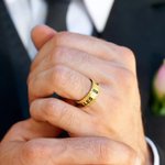 Personalised Geometric Birthstone Design Ring Dainty Jewellery with Engraved Text Daily Wear Birthday Gift for Women Men