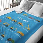 Gepersonaliseerde Werkvoertuigen Bouwwagens Bank- of Beddecoratie Kinderdeken met Naam voor Jongens Meisjes en Truckliefhebbers