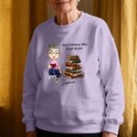 Personalised Cartoon Reading Character Stacked Books Soft T-shirt Sweatshirt Hoodie with Name and Title Book Club Family Gift for Adults Kids