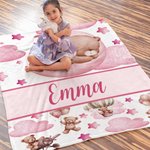 Gepersonaliseerde Slaapbeer Wolk Maan Ster Zachte Deken met Naam Woondecoratie Verjaardagscadeau voor Tieners en Kinderen