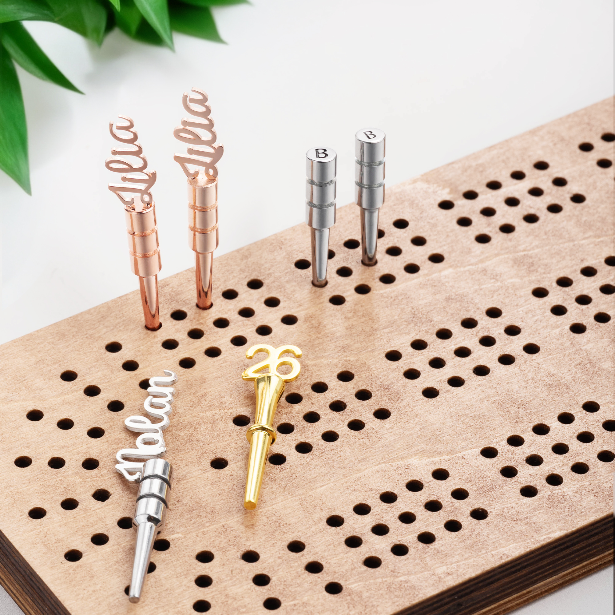 Piquets de cribbage en métal personnalisés Lucky Number Name Initial Design Game Night Party Birthday Gift for Cribbage Lovers