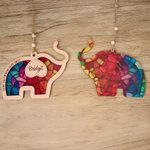 Personalised Elegant Elephant Stained Glass Suncatcher with Name Garden Decoration Birthday Christmas Housewarming Gift for Best Friend Bestie