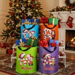 Sac à dos de Noël personnalisé avec nom bonnet de père Noël initial personnage de dessin animé sac à dos imperméable à lumière LED cadeau de Noël pour enfants amis famille