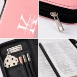 Personalized Wreath Letter PU Leather Bible Cover and Carry Handle Birthday Baptism Religious Gift for Christians